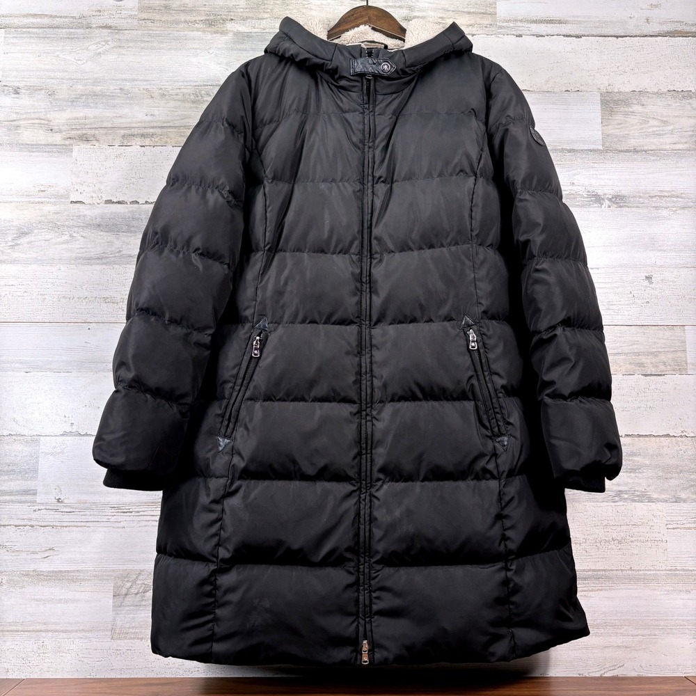 Lauren Ralph Lauren Puffer Duck Down Coat Women XL Black Quilted Hooded Jacket